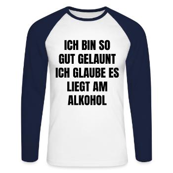 lustiger Alkohol Spruch - Unisex Baseballshirt langarm - Weiß/Navy - Vorne - Nik (191cm)