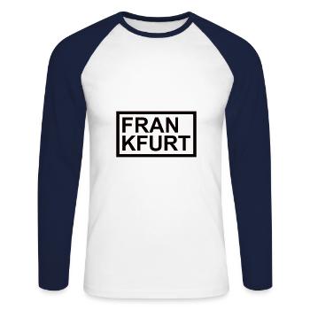 Frankfurt am Main - Unisex Baseballshirt langarm - Weiß/Navy - Vorne - Nik (191cm)