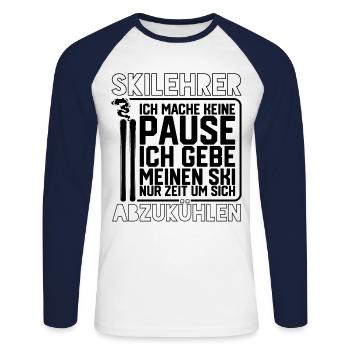 Skilehrer Wintersport - Unisex Baseballshirt langarm - Weiß/Navy - Vorne - Nik (191cm)
