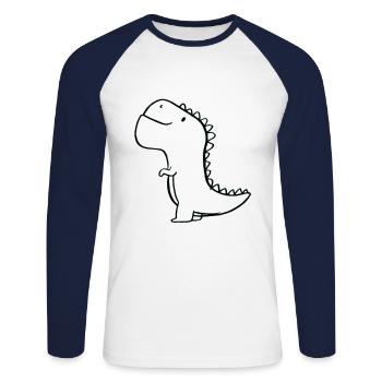 mignon Dino - T-shirt baseball manches longues Homme - blanc/marine - Devant - Nik (191cm)