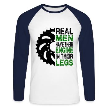 Männer Rennrad - Unisex Baseballshirt langarm - Weiß/Navy - Vorne - Nik (191cm)