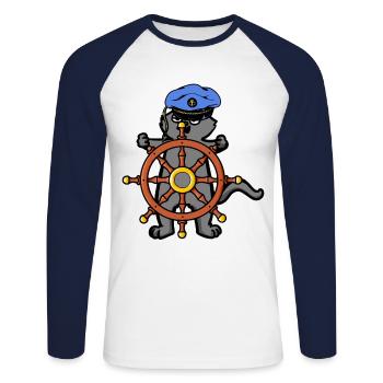 Volant Nautique Coast Ship Travel - T-shirt baseball manches longues Homme - blanc/marine - Devant - Nik (191cm)