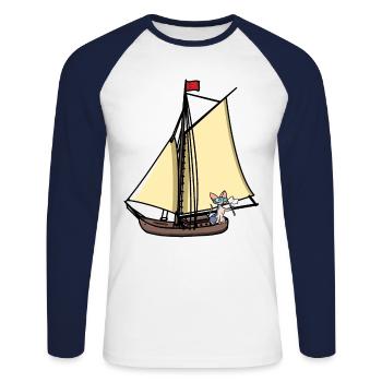 Marin voilier voilier chat en mer Maritim - T-shirt baseball manches longues Homme - blanc/marine - Devant - Nik (191cm)