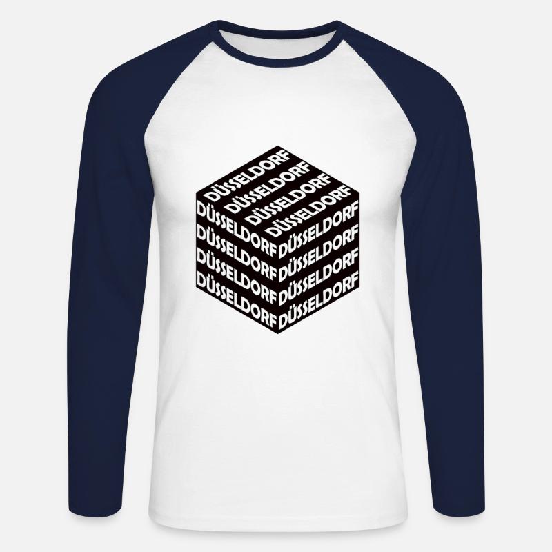 Düsseldorf Würfel - Unisex Baseballshirt langarm - Weiß/Navy