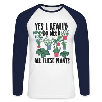 Gardener Plants - Unisex Long Sleeve Baseball T-Shirt - white/navy - Front - Nik (191cm)