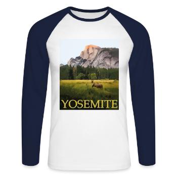 Yosemite Wild Nature - T-shirt baseball manches longues Homme - blanc/marine - Devant - Nik (191cm)
