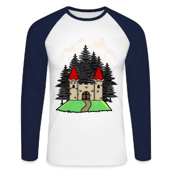 Castle Fortress Medieval Knight Nature Fantasy - Unisex Long Sleeve Baseball T-Shirt - white/navy - Front - Nik (191cm)