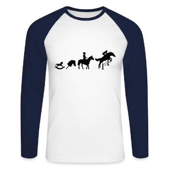 Evolution Springreiter - Unisex Baseballshirt langarm - Weiß/Navy - Vorne - Nik (191cm)