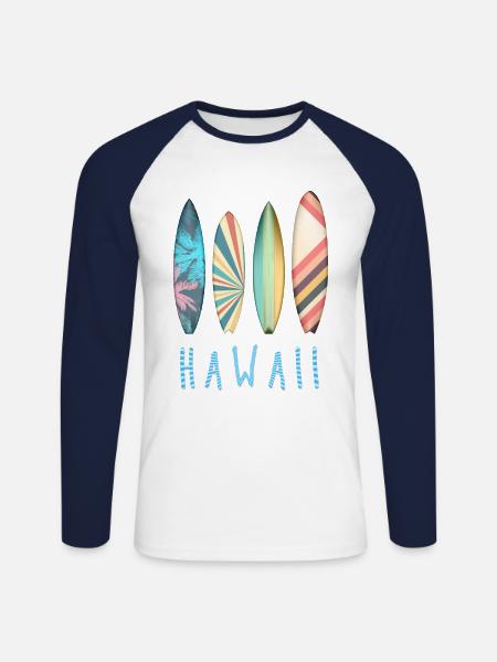 Hawaii Surfing Paradise Surfboards - Unisex Long Sleeve Baseball T-Shirt - white/navy