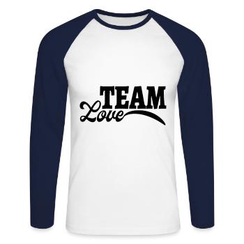 Team Love - T-shirt baseball manches longues Homme - blanc/marine - Devant - Nik (191cm)