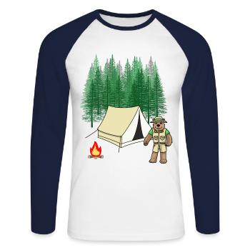 Wilderness Scout Expedition Adventure - Unisex Long Sleeve Baseball T-Shirt - white/navy - Front - Nik (191cm)