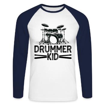Drums Design For Drummer Drummer Kid - Unisex Long Sleeve Baseball T-Shirt - white/navy - Front - Nik (191cm)