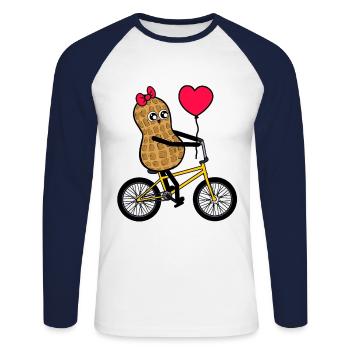 BMX Kinder Erdnuss Fahrrad Kleinkind Kind - Unisex Baseballshirt langarm - Weiß/Navy - Vorne - Nik (191cm)