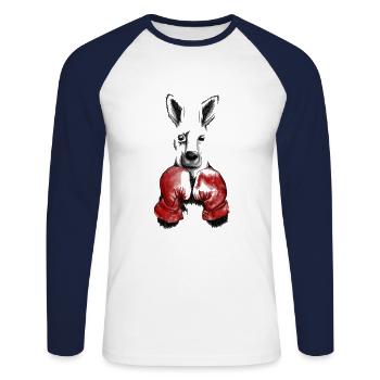 Kangaroo with boxing gloves - Unisex Long Sleeve Baseball T-Shirt - white/navy - Front - Nik (191cm)