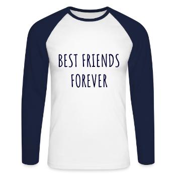 best friends - T-shirt baseball manches longues Homme - blanc/marine - Devant - Nik (191cm)