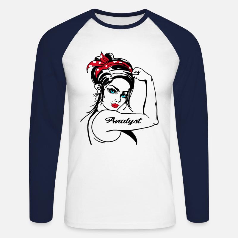 Analystin Rosie The Riveter - Unisex Baseballshirt langarm - Weiß/Navy