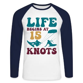 Kitesurf cadeau Kiteboarding Kitesurfer Gesche - T-shirt baseball manches longues Homme - blanc/marine - Devant - Nik (191cm)
