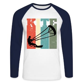 Kitesurfing Gift Kiteboarding Kitesurfer Gesche - Unisex Long Sleeve Baseball T-Shirt - white/navy - Front - Nik (191cm)