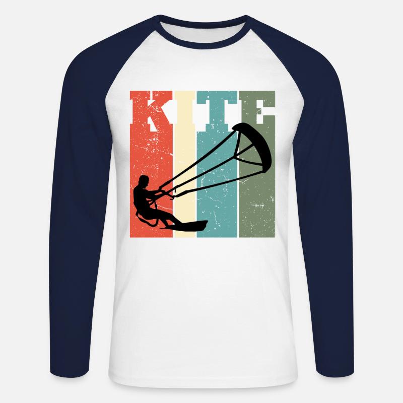 Kitesurfen Geschenk Kiteboarding Kitesurfer Gesche - Unisex Baseballshirt langarm - Weiß/Navy