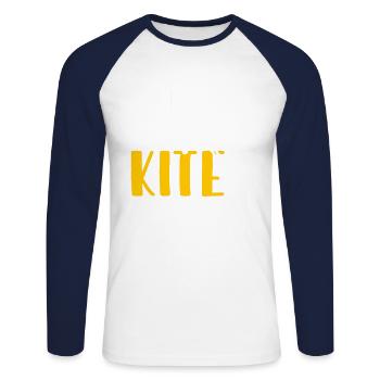 Kitesurf cadeau Kiteboarding Kitesurfer Gesche - T-shirt baseball manches longues Homme - blanc/marine - Devant - Nik (191cm)