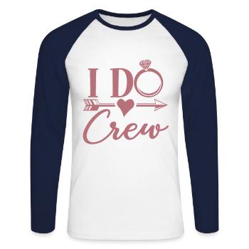 Ich tue Crew - Bachelorette Party Henne Nacht Geschenk - Unisex Baseballshirt langarm - Weiß/Navy - Vorne - Nik (191cm)