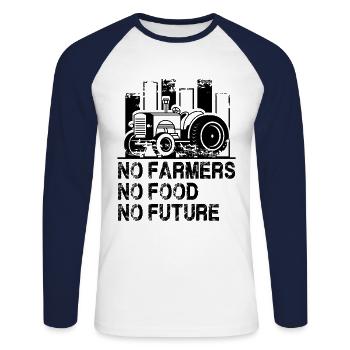 No farmers no food - T-shirt baseball manches longues Homme - blanc/marine - Devant - Nik (191cm)