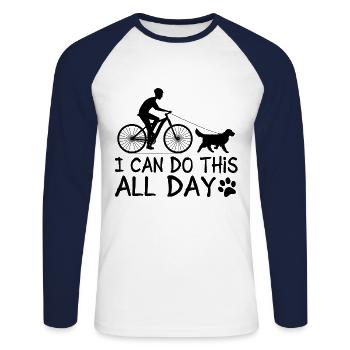 Chien bike - T-shirt baseball manches longues Homme - blanc/marine - Devant - Nik (191cm)