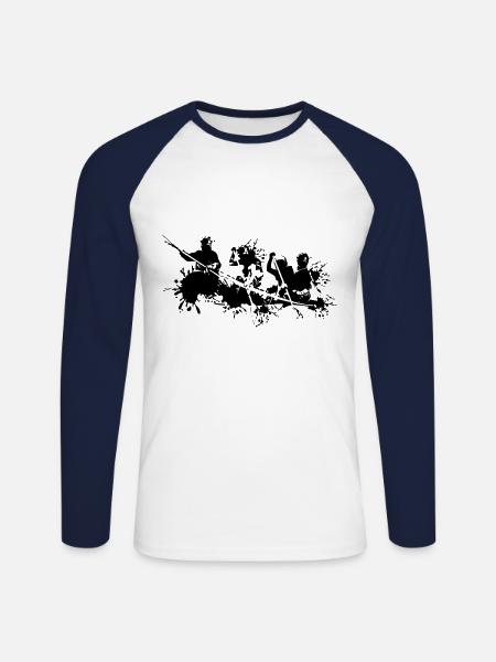 Rafting Design - T-shirt baseball manches longues Homme - blanc/marine