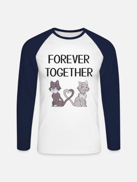 verliebte Katzen - Unisex Baseballshirt langarm - Weiß/Navy