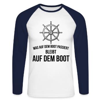 Segler Was Auf Dem Boot Passiert Bleibt Auf dem Bo - Unisex Baseballshirt langarm - Weiß/Navy - Vorne - Nik (191cm)