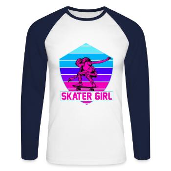 Skater Girl - Unisex Long Sleeve Baseball T-Shirt - white/navy - Front - Nik (191cm)