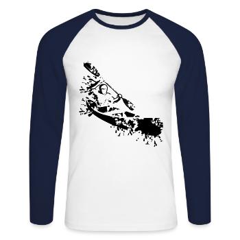Canoë Design - T-shirt baseball manches longues Homme - blanc/marine - Devant - Nik (191cm)