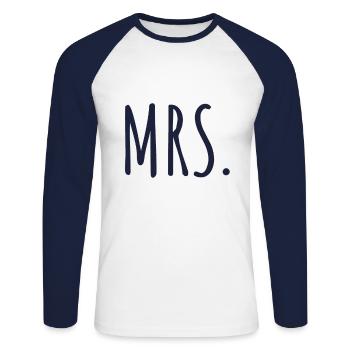 Mr. und Mrs. - Unisex Baseballshirt langarm - Weiß/Navy - Vorne - Nik (191cm)