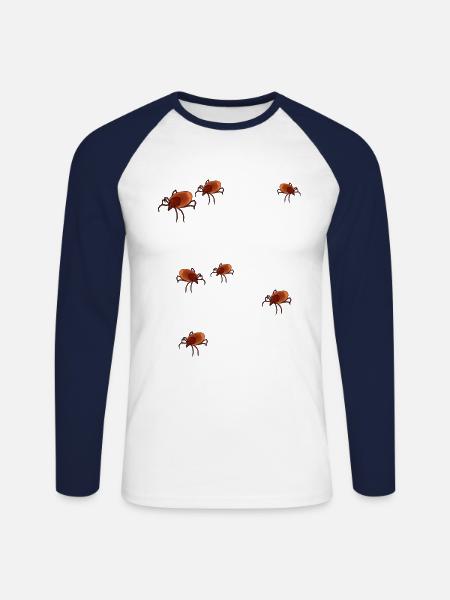 Zecke Zecken Blutsauger Sommer Ungeziefer Blut - Unisex Baseballshirt langarm - Weiß/Navy
