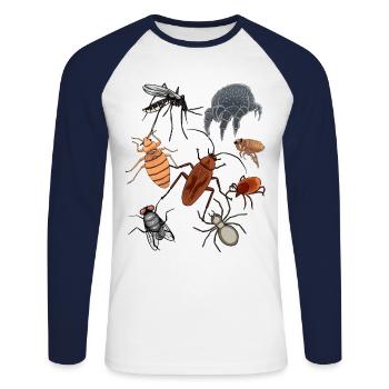 Ungeziefer Schädlinge Insekt Haustiere Ungeziefer - Unisex Baseballshirt langarm - Weiß/Navy - Vorne - Nik (191cm)