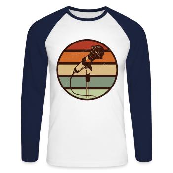 singer - Unisex Long Sleeve Baseball T-Shirt - white/navy - Front - Nik (191cm)