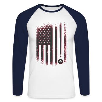 Billard Drapeau américain - T-shirt baseball manches longues Homme - blanc/marine - Devant - Nik (191cm)