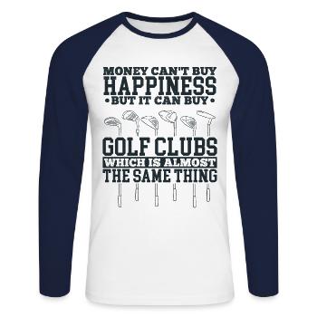 Golfer - Unisex Baseballshirt langarm - Weiß/Navy - Vorne - Nik (191cm)