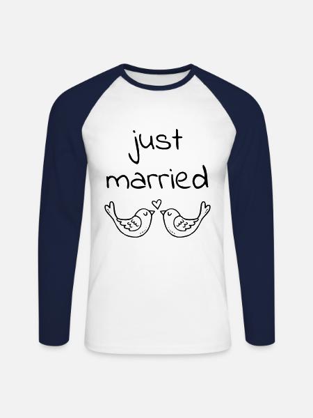 just married - Unisex Baseballshirt langarm - Weiß/Navy