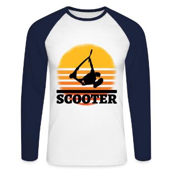 Scooter sunset - T-shirt baseball manches longues Homme - blanc/marine - Devant - Nik (191cm)