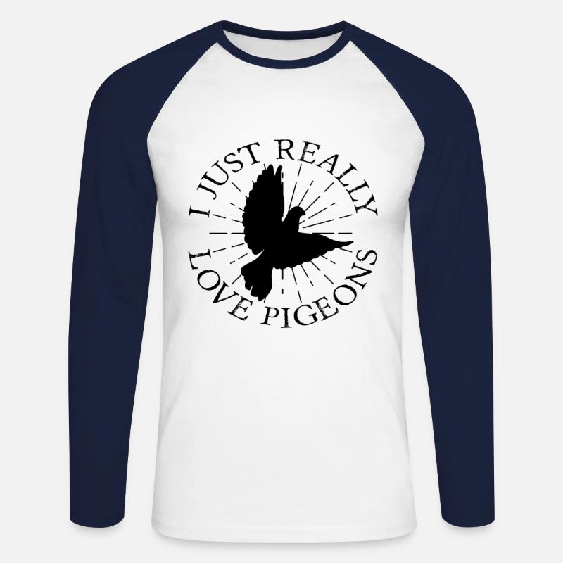 Liebe Tauben - Unisex Baseballshirt langarm - Weiß/Navy