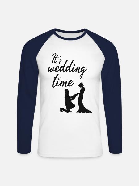 Wedding marriage - Unisex Long Sleeve Baseball T-Shirt - white/navy