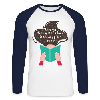 Read - Unisex Long Sleeve Baseball T-Shirt - white/navy - Front - Nik (191cm)