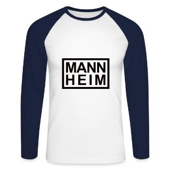 Mannheim - Unisex Baseballshirt langarm - Weiß/Navy - Vorne - Nik (191cm)