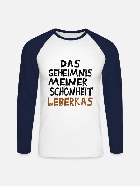Leberkas Lustig - Unisex Long Sleeve Baseball T-Shirt - white/navy
