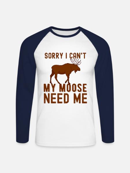 Moose - Unisex Long Sleeve Baseball T-Shirt - white/navy