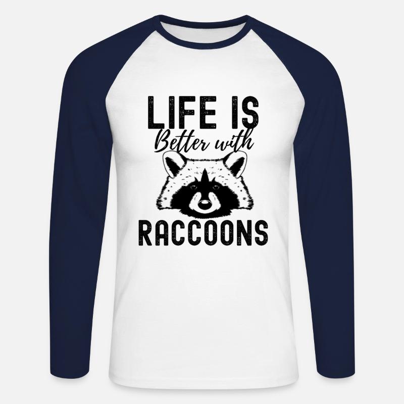 Waschbär - Unisex Baseballshirt langarm - Weiß/Navy