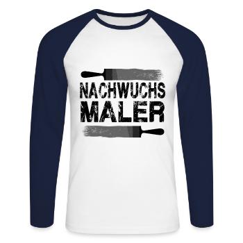 Peintre enfant - T-shirt baseball manches longues Homme - blanc/marine - Devant - Nik (191cm)