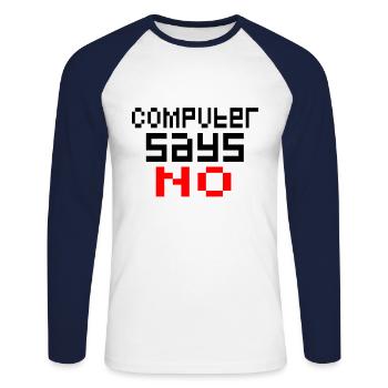 Computer - Unisex Baseballshirt langarm - Weiß/Navy - Vorne - Nik (191cm)