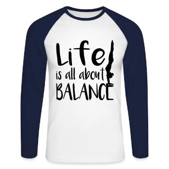 Stand de la main - T-shirt baseball manches longues Homme - blanc/marine - Devant - Nik (191cm)